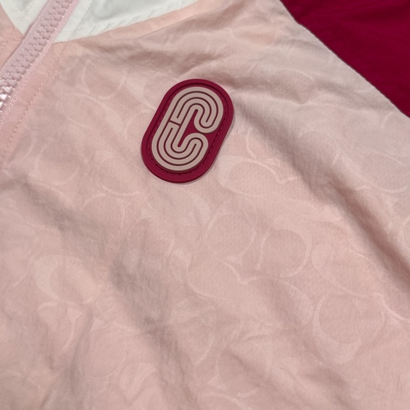 Coach Colorblock Signature Monogram Windbreaker Pink Jacket Womens Medium - Picture 4 of 10